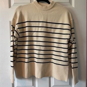 Zara Striped Cream and Black Sweater